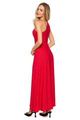 Elegant one-shoulder high leg slit evening dress