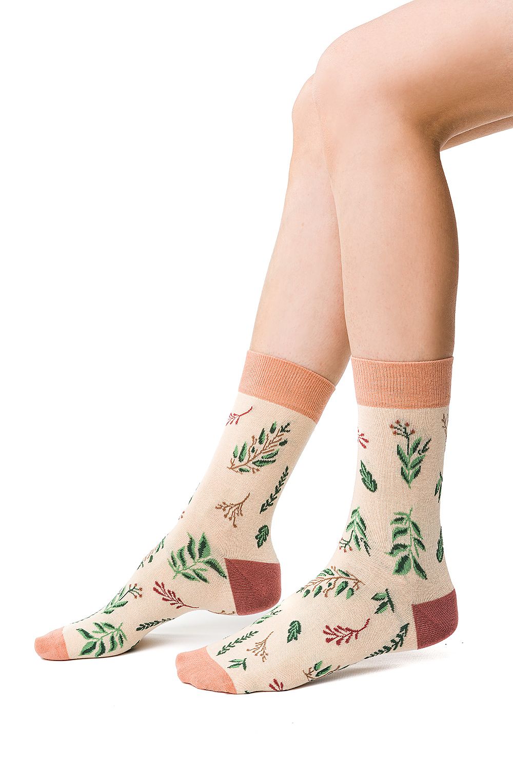 Soft stretchy socks with floral patterns