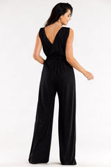 Jumpsuit with wide pants and an envelope top