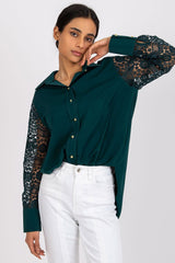 Long-sleeve decorative pattern button-down shirt