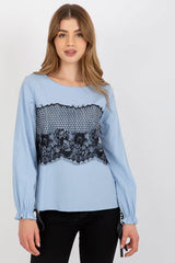 Decorative lace formal blouse with long sleeves