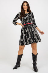 3/4 sleeves day dress with a covered zipper