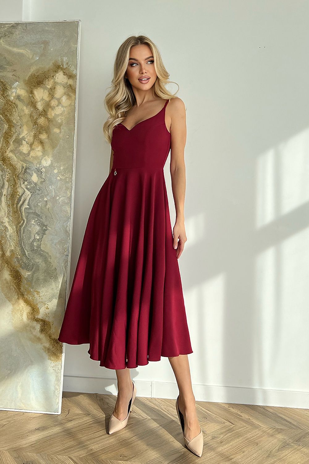 Elegant Midi Daydress Red – Bicotone Secondary image