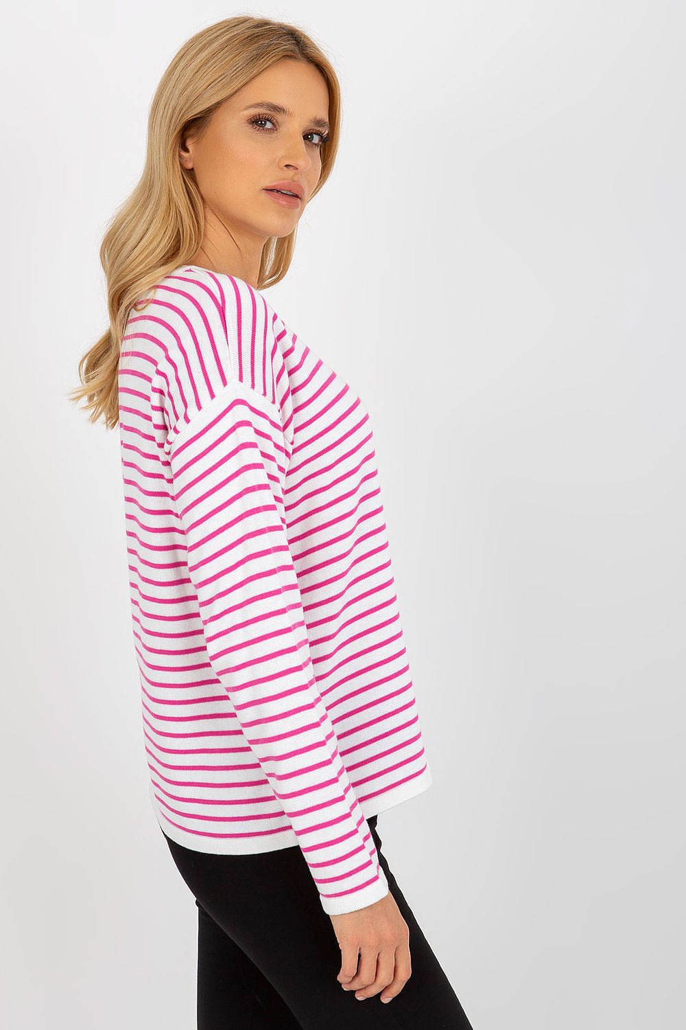 Classic Cut Sweater In Colorful Stripes Secondary image