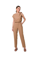 Unique jumpsuit with binding on one shoulder