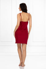 Thin-strapped chemise in saturated red