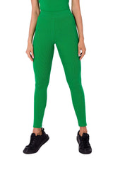 Fashionable ribbed knit leggings with a logo