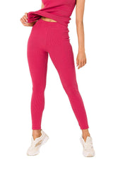 Fashionable ribbed knit leggings with a logo