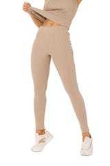 Fashionable ribbed knit leggings with a logo