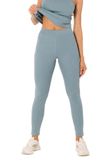 Fashionable ribbed knit leggings with a logo