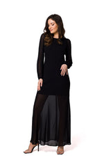 Long sleeves delicate chiffon evening dress