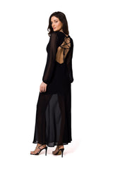 Long sleeves delicate chiffon evening dress