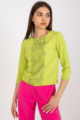 3/4 sleeves decorative lace  blouse