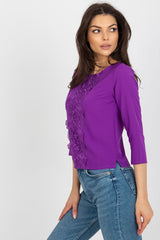 3/4 sleeves decorative lace  blouse