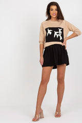 3/4 sleeves sweatshirt and a skirt set