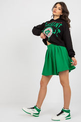 Long sleeves sweatshirt with hood and skirt set