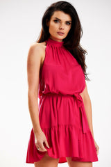 Loose flared A-line daydress with a belt