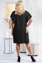 Plus size short sleeves knee length dress