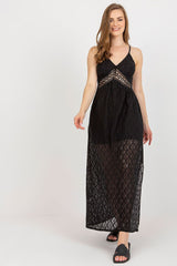 Strapless openwork dress with a back tie