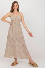 Strapless openwork daydress with a back tie