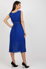 Pleated sleeveless V-neck cocktail dress