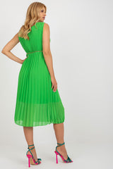 Pleated sleeveless V-neck cocktail dress