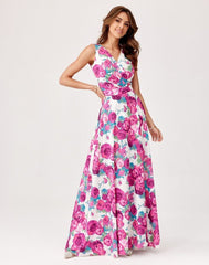 Floral pattern tied charming bow daydress