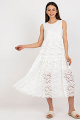 Sleeveless openwork dress with a flared cut