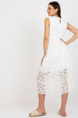 Sleeveless openwork dress with a flared cut