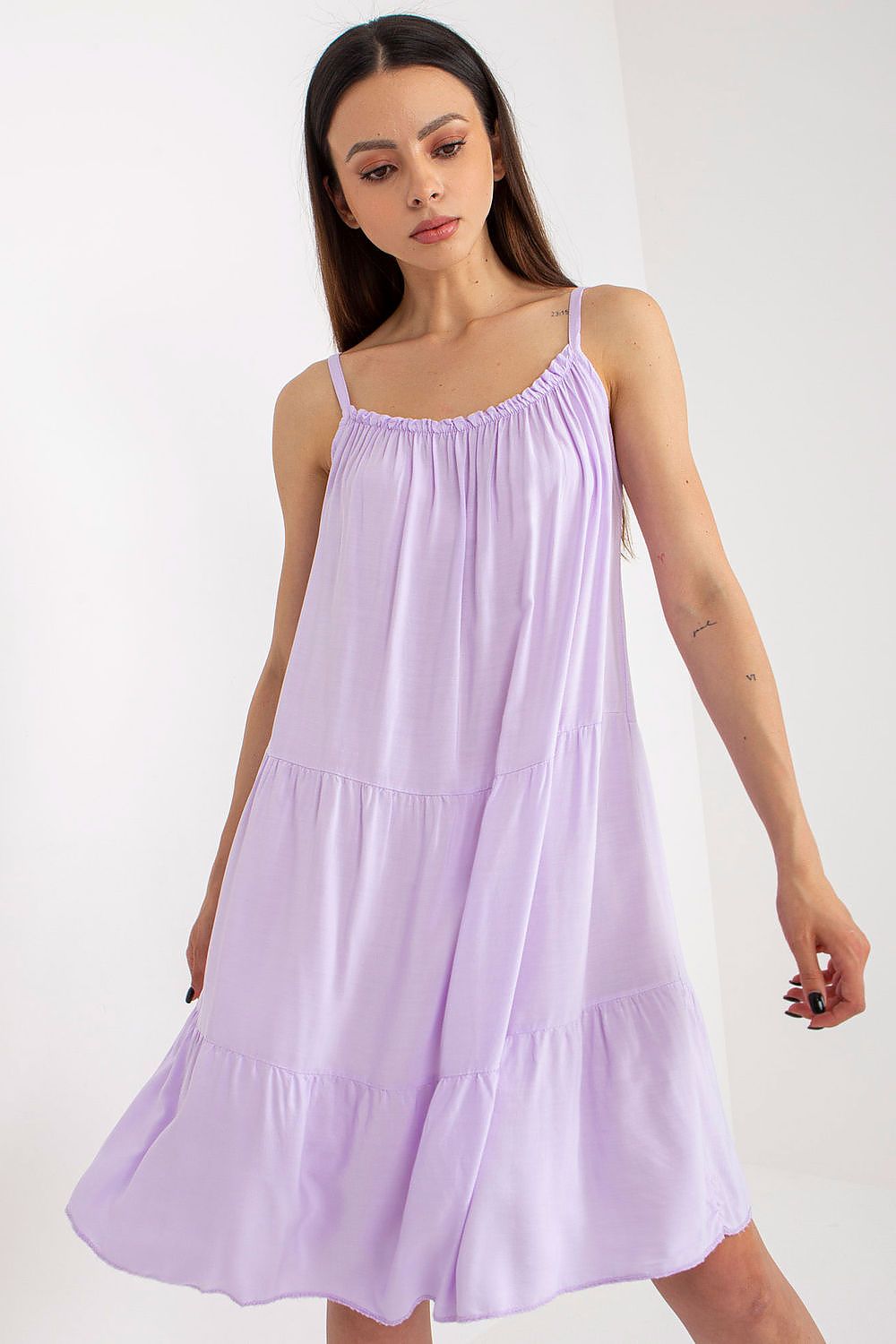 Daydress with a flared cut on thin straps