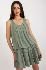 Sleeveless lined ruffles summer dress