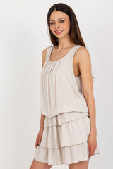 Sleeveless summer dress with a round neck