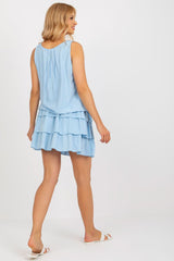 Sleeveless summer dress with a round neck