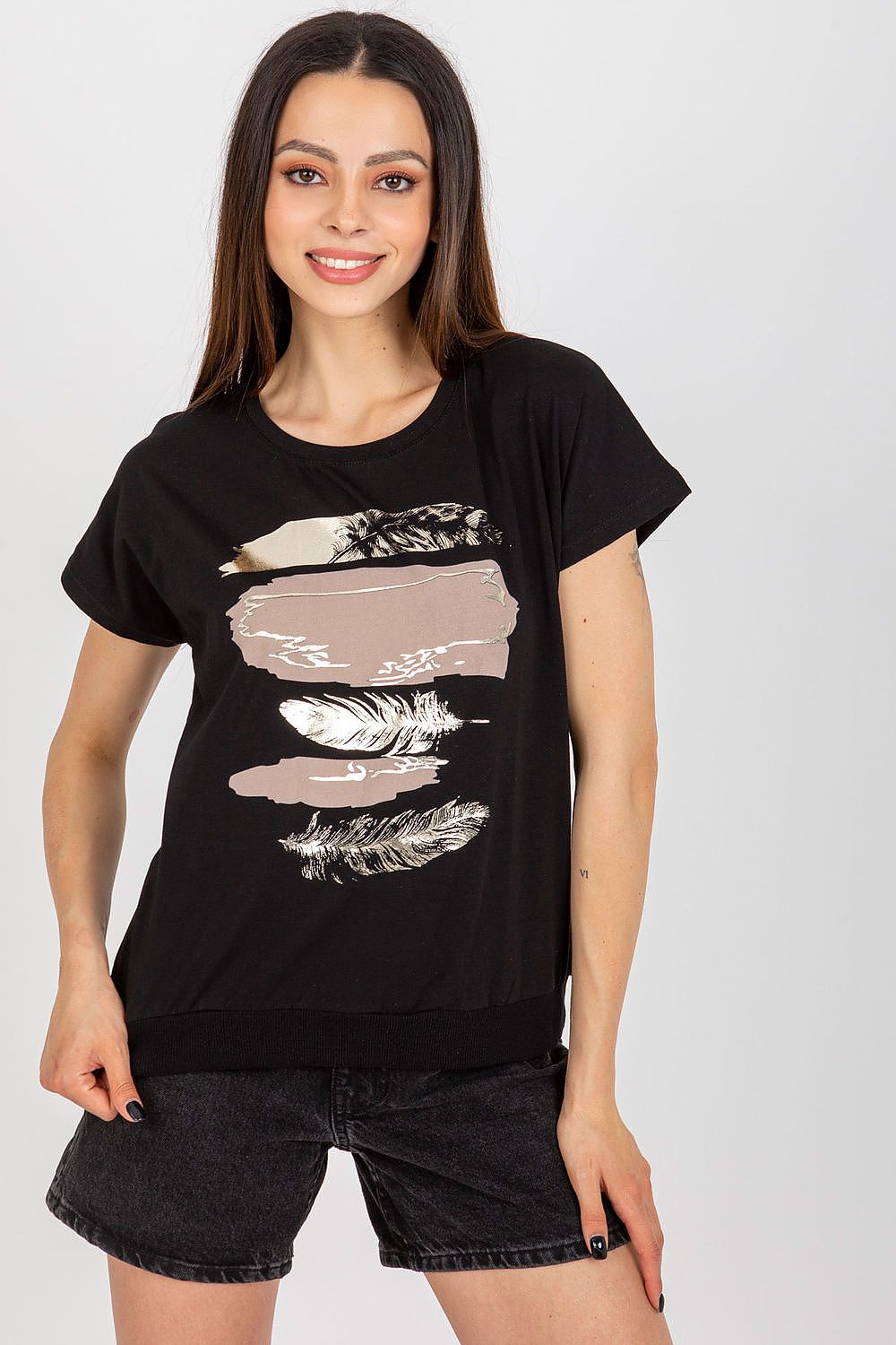 Short-sleeved  Decorative Print T-shirt Secondary image