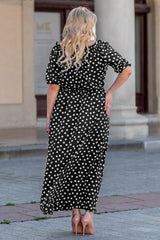 Plus size spanish long dress with a slit on the leg