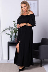 Plus size spanish long dress with a slit on the leg