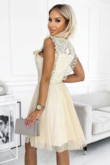 Cocktail dress with lace and tulle skirt