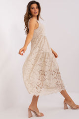 Sleeveless openwork dress with a flared cut