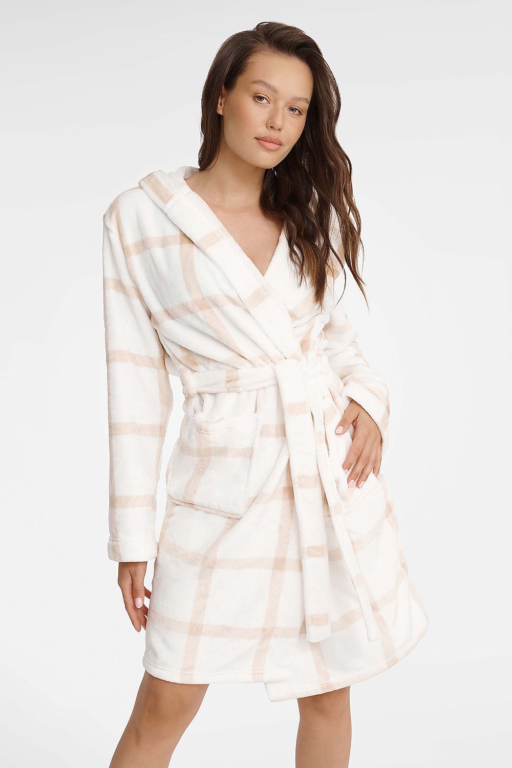 Long sleeves printed fabric bathrobe