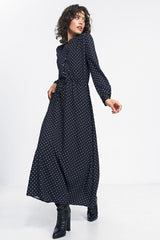 Long sleeves peas print day dress