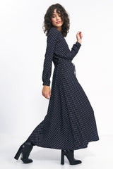 Long sleeves peas print day dress