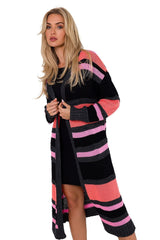 Colorful long cardigan in thick weave