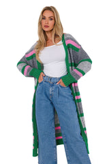 Colorful long cardigan in thick weave