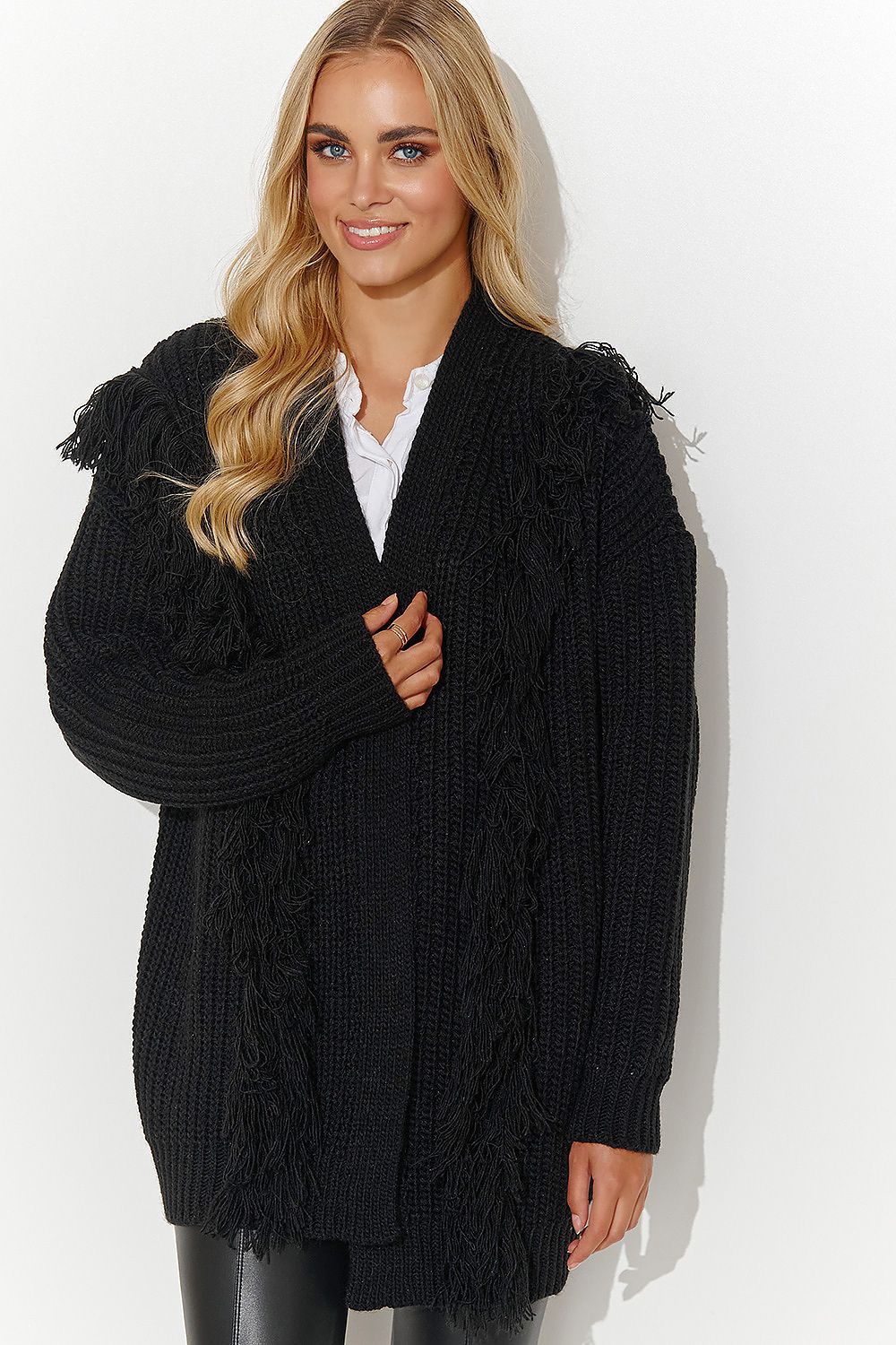 Long sleeves decorative tassels cardigan