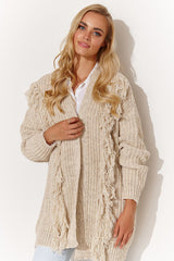 Long sleeves decorative tassels cardigan