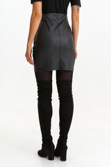 Striking faux leather overlap front mini skirt