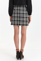 Checkered pattern fitted cut mini skirt