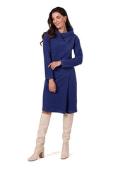 Long sleeves high collar midi day dress