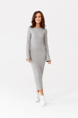 Long sleeves ribbed fabric day dress