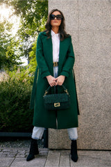 Classic cut with a waist belt wool coat